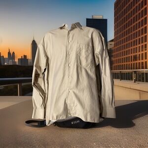 Lorenzini Shirt Mens Button Down Italian 44 Large 16.5